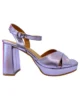 Sandalias de tacón ancho y plataforma metalizadas lilas Sandalias de tacón ancho y plataforma metalizadas lilas