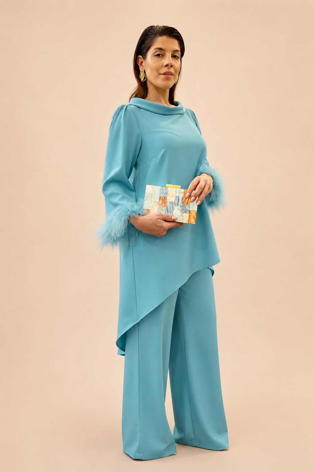 26500_2 copia Conjunto de pantalón turquesa con cuello vuelto