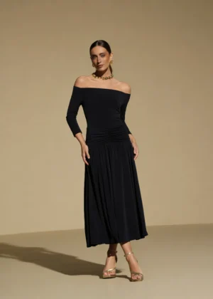 Ylma modas vestidos de fiesta, novia y comunión Vestido azul marino de hombros descubiertos