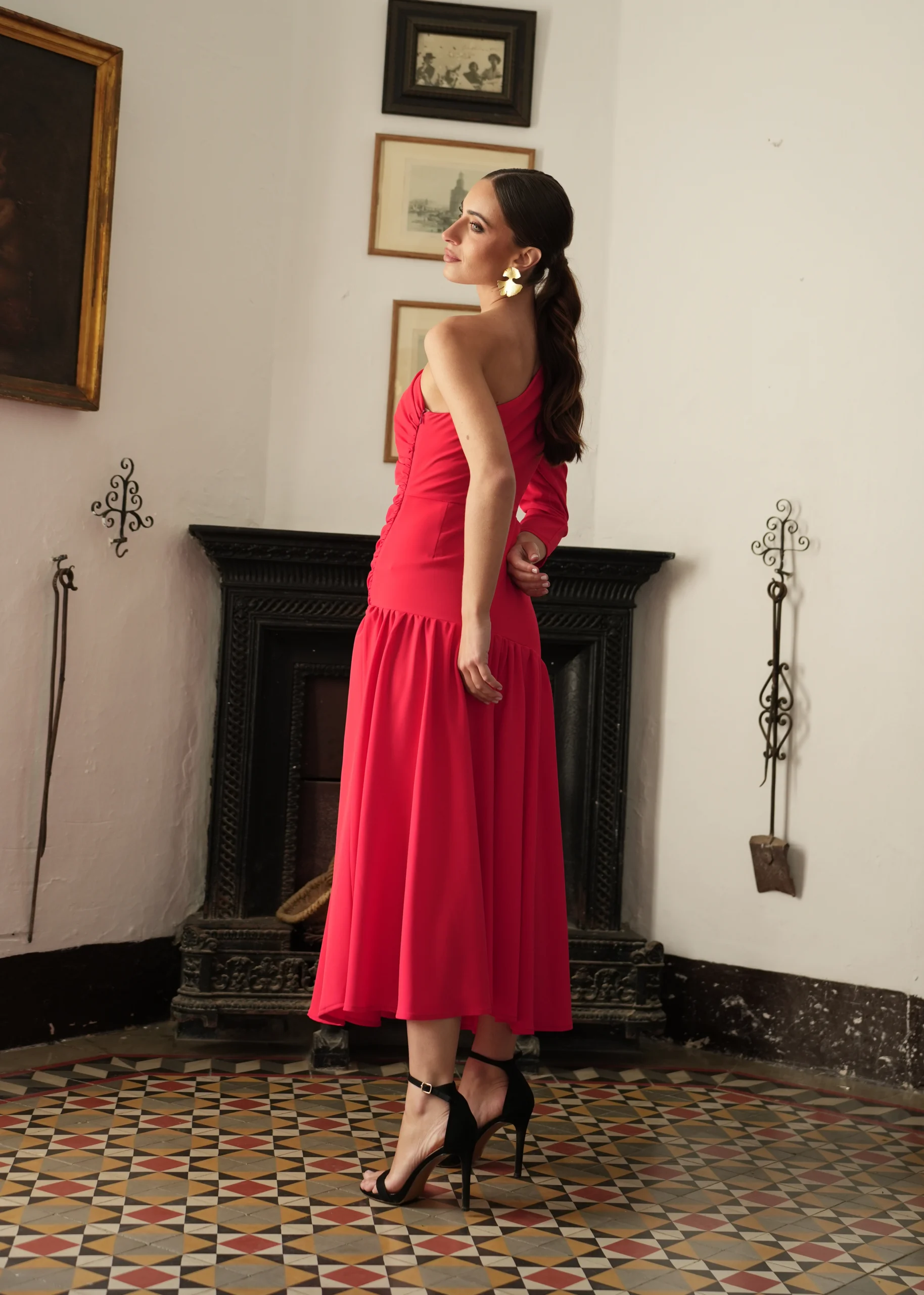 7745_2 copia Vestido midi rojo de corte en cadera