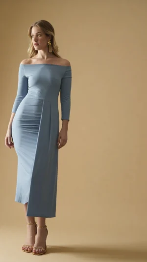 Vestido azul cielo bardot