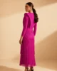 Vestido midi fucsia con falda de flecos Vestido midi fucsia con falda de flecos
