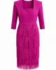 Vestido midi fucsia con falda de flecos Vestido midi fucsia con falda de flecos