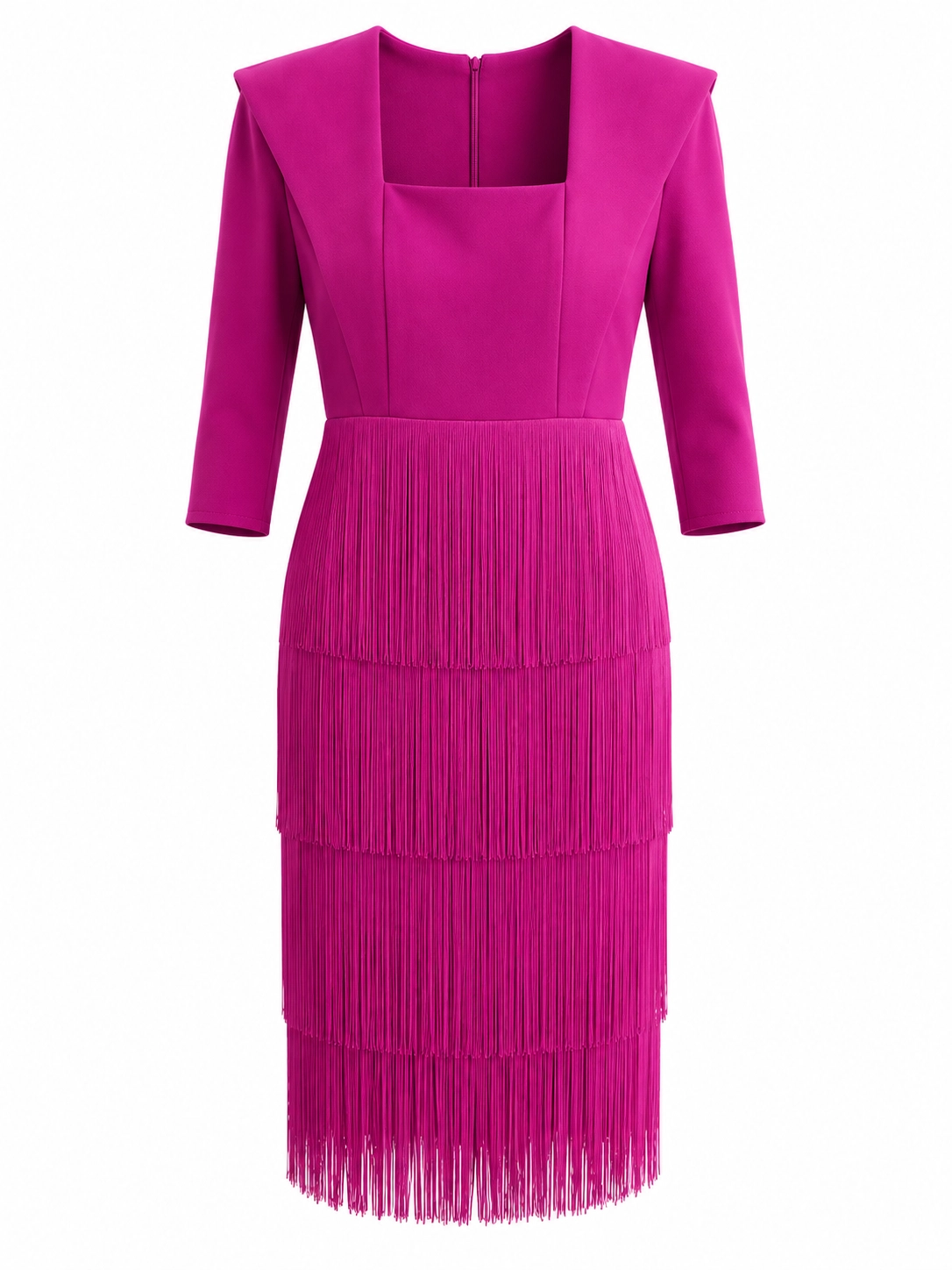 7790-fucsia (3) copia Vestido midi fucsia con falda de flecos