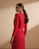 Vestido midi rojo con flecos en cascada Vestido midi rojo con flecos en cascada