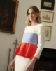 Vestido midi de crepe con peplum bicolor Vestido midi de crepe con peplum bicolor