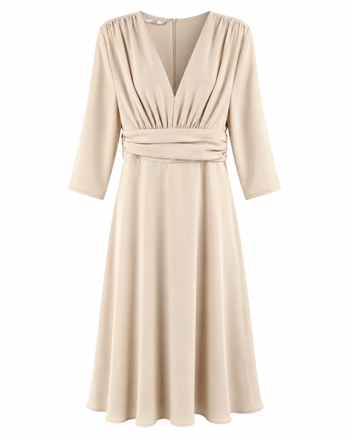 7800_beige (1) copia Vestido midi beige con falda de vuelo