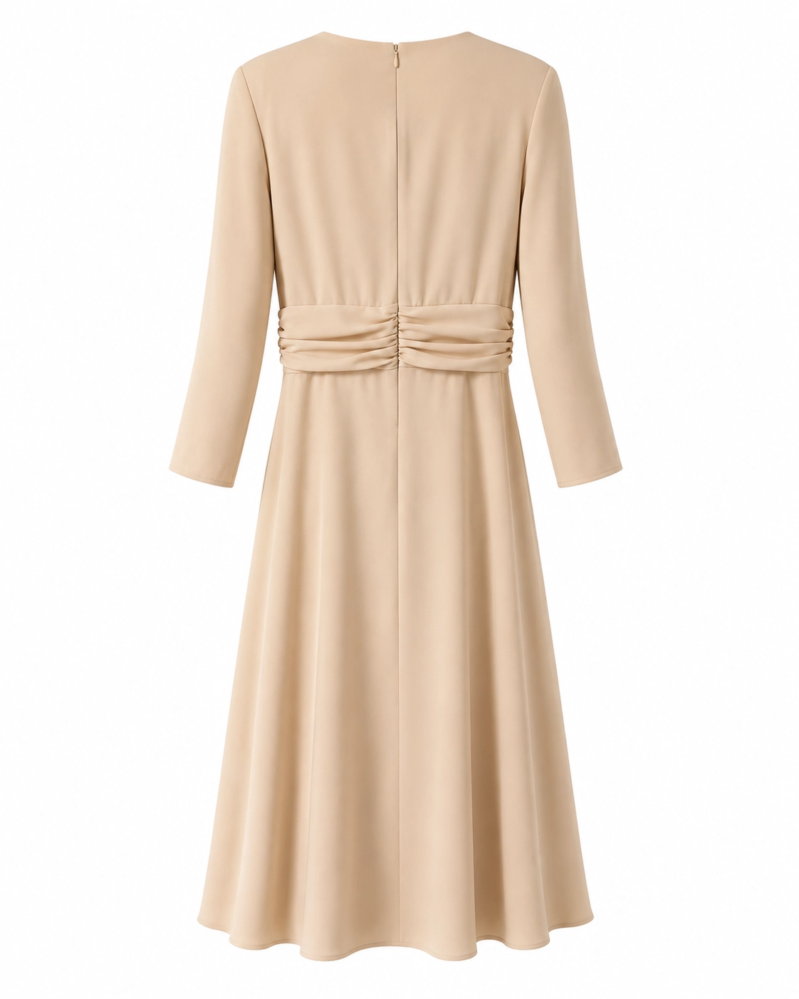7800_beige (2) copia Vestido midi beige con falda de vuelo