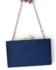 Bolso clutch de antelina azul marino con doble cadena Bolso clutch de antelina azul marino con doble cadena