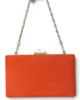 Bolso clutch de antelina coral con doble cadena Bolso clutch de antelina coral con doble cadena