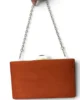 Bolso clutch de antelina teja con doble cadena Bolso clutch de antelina teja con doble cadena