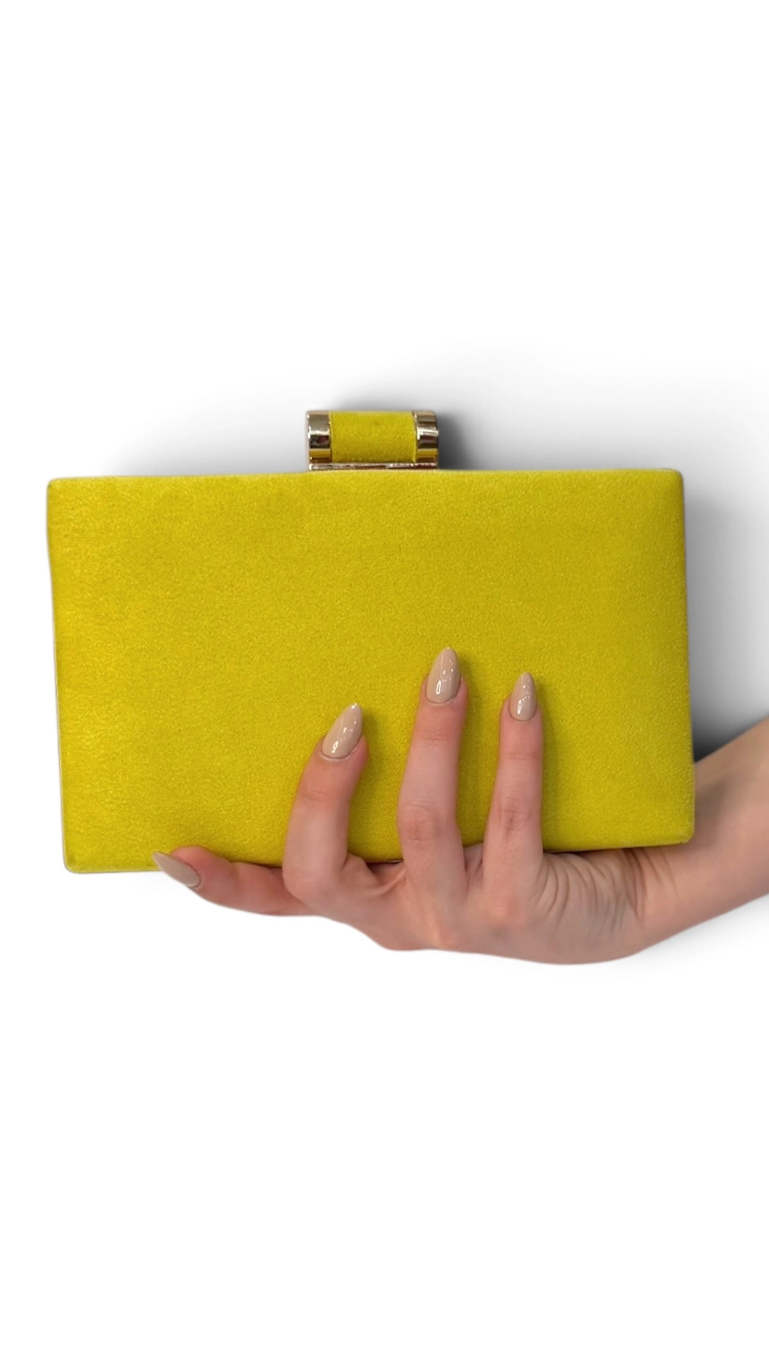 20399 (1) copia Bolso clutch de antelina amarillo con cierre cilíndrico