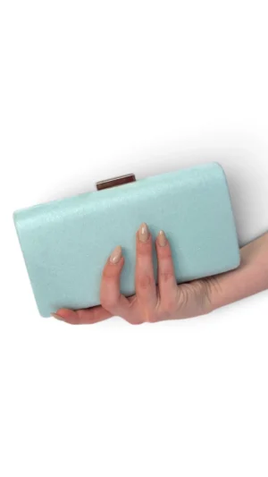 Ylma modas vestidos de fiesta, novia y comunión Bolso clutch verdeagua de antelina rígido