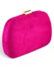 Bolso clutch redondeado fucsia de antelina Bolso clutch redondeado fucsia de antelina