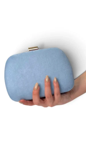 Ylma modas vestidos de fiesta, novia y comunión Bolso clutch redondeado azul celeste de antelina