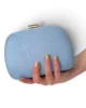 Bolso clutch redondeado azul celeste de antelina Bolso clutch redondeado azul celeste de antelina