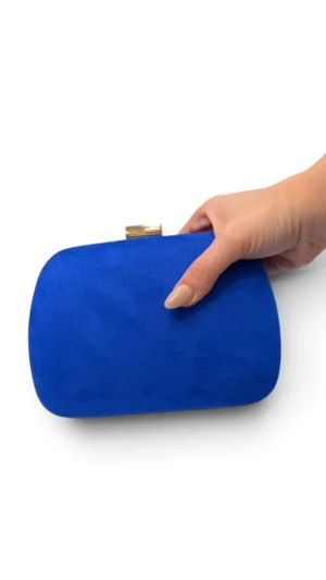 Ylma modas vestidos de fiesta, novia y comunión Bolso clutch redondeado azul royal de antelina