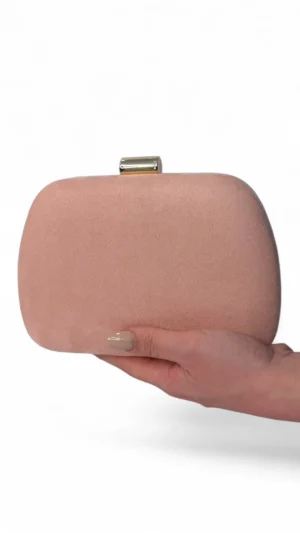 Ylma modas vestidos de fiesta, novia y comunión Bolso clutch redondeado rosa palo de antelina