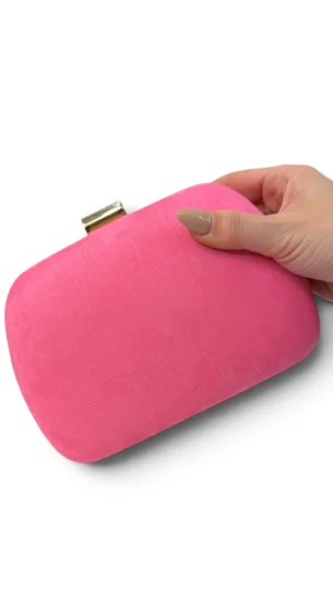Ylma modas vestidos de fiesta, novia y comunión Bolso clutch redondeado rosa chicle de antelina