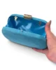 Bolso clutch redondeado turquesa de antelina Bolso clutch redondeado turquesa de antelina