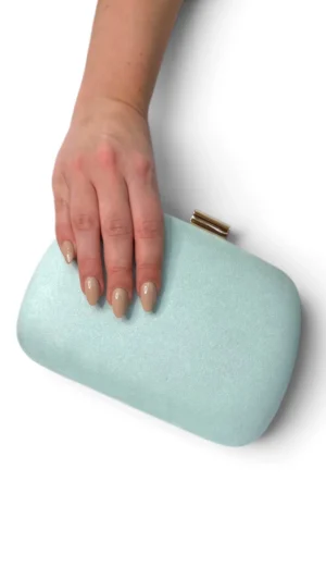 Ylma modas vestidos de fiesta, novia y comunión Bolso clutch redondeado verdeagua de antelina