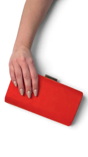 Ylma modas vestidos de fiesta, novia y comunión Bolso clutch rojo claro de antelina rígido