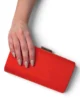 Bolso clutch rojo claro de antelina rígido Bolso clutch rojo claro de antelina rígido