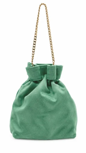 Bolso bombonera verde agua de antelina