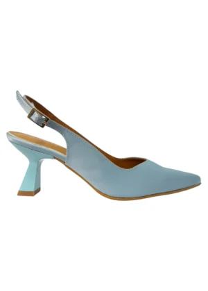 Ylma modas vestidos de fiesta, novia y comunión Zapato azul celeste con tacón bajo