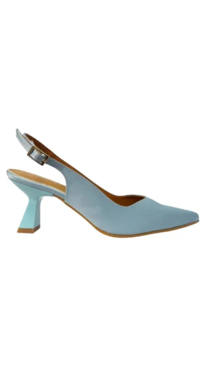 Ylma modas vestidos de fiesta, novia y comunión Zapato azul celeste con tacón bajo