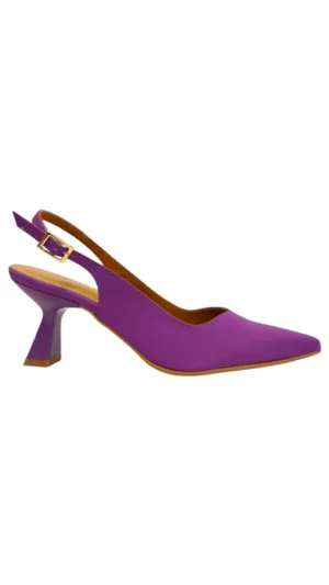 Ylma modas vestidos de fiesta, novia y comunión Zapato de raso morado tacón bajo