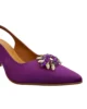 Zapato de raso morado tacón bajo Zapato de raso morado tacón bajo