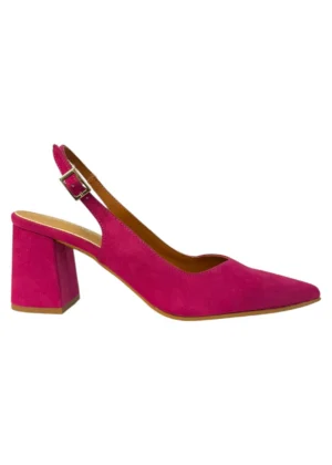 Zapato fucsia con tacón ancho bajo