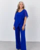 Conjunto azul tinta de pantalón y blusa de gasa Conjunto azul tinta de pantalón y blusa de gasa