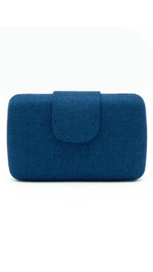 Ylma modas vestidos de fiesta, novia y comunión Bolso clutch azul de tejido tipo tweed