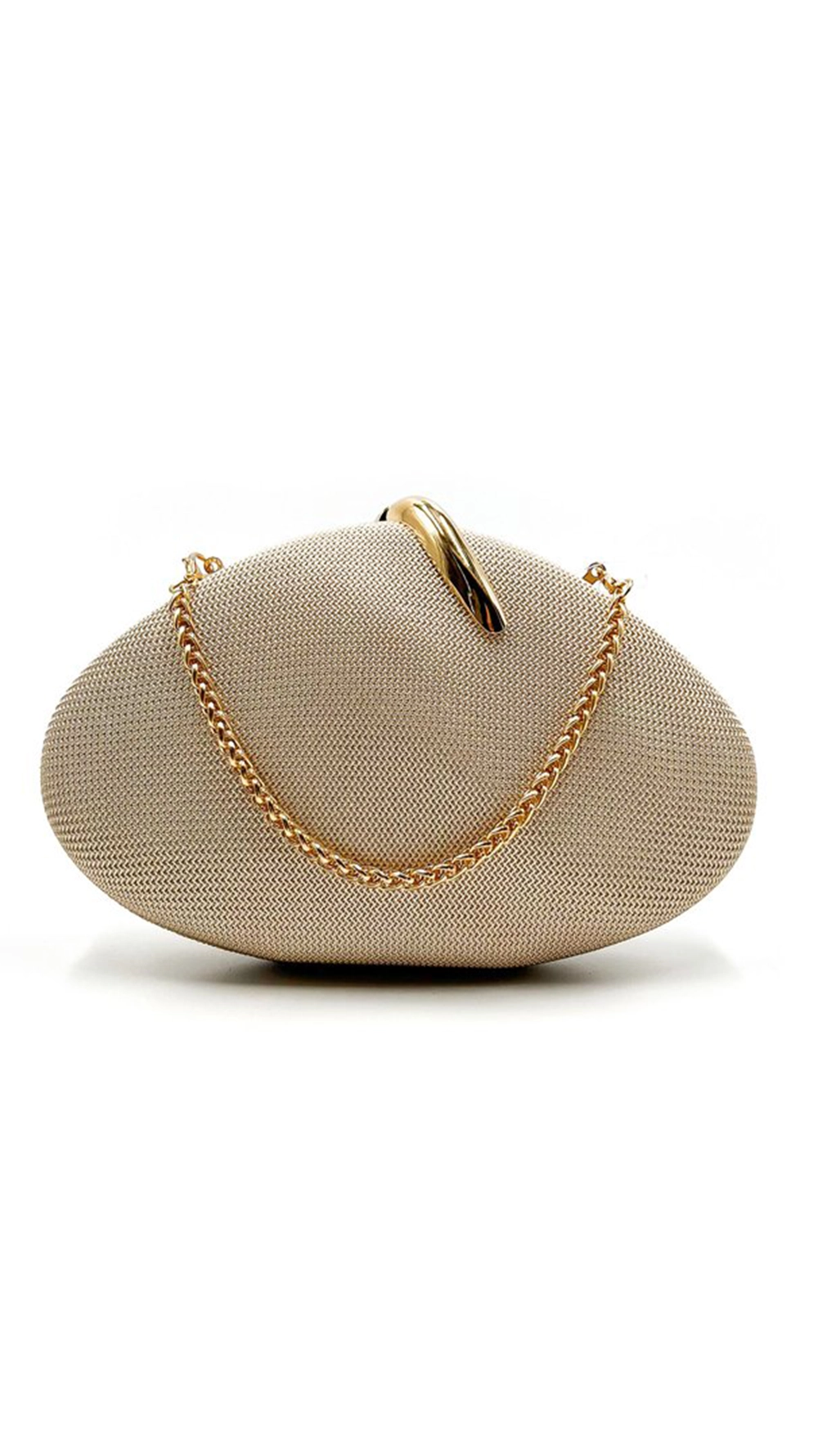 41469_dorado W Bolso clutch ovalado de fiesta en oro claro