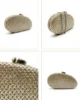Bolso clutch ovalado de rafia metalizada acero Bolso clutch ovalado de rafia metalizada acero