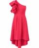 Vestido midi asimétrico con tablas coral Vestido midi asimétrico con tablas coral