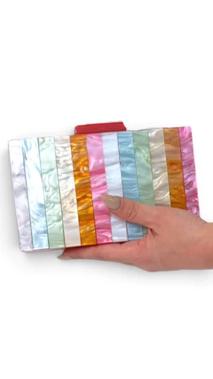Ylma modas vestidos de fiesta, novia y comunión Bolso clutch nácar multicolor