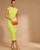 Vestido midi lima con capas de gasa cruzadas Vestido midi lima con capas de gasa cruzadas