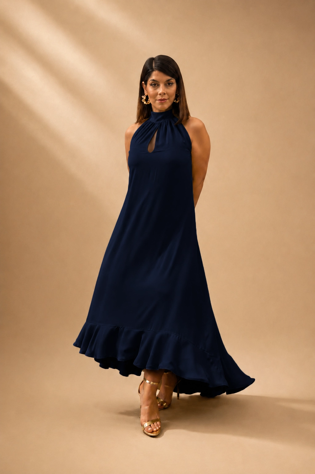 N116_azulmarino copia Vestido midi halter de gasa azul marino