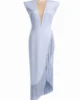 Vestido midi azul bebé con flecos Vestido midi azul bebé con flecos