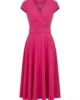 Vestido fresa con falda de vuelo y manga corta Vestido fresa con falda de vuelo y manga corta