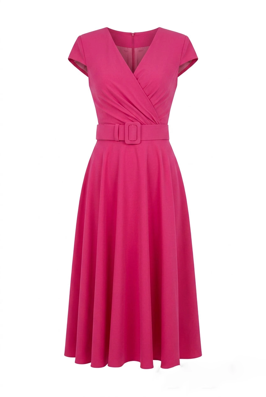 N157_fresa1 copia Vestido fresa con falda de vuelo y manga corta