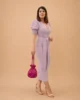 Vestido midi lila con mangas de gasa Vestido midi lila con mangas de gasa