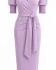 Vestido midi lila con mangas de gasa Vestido midi lila con mangas de gasa