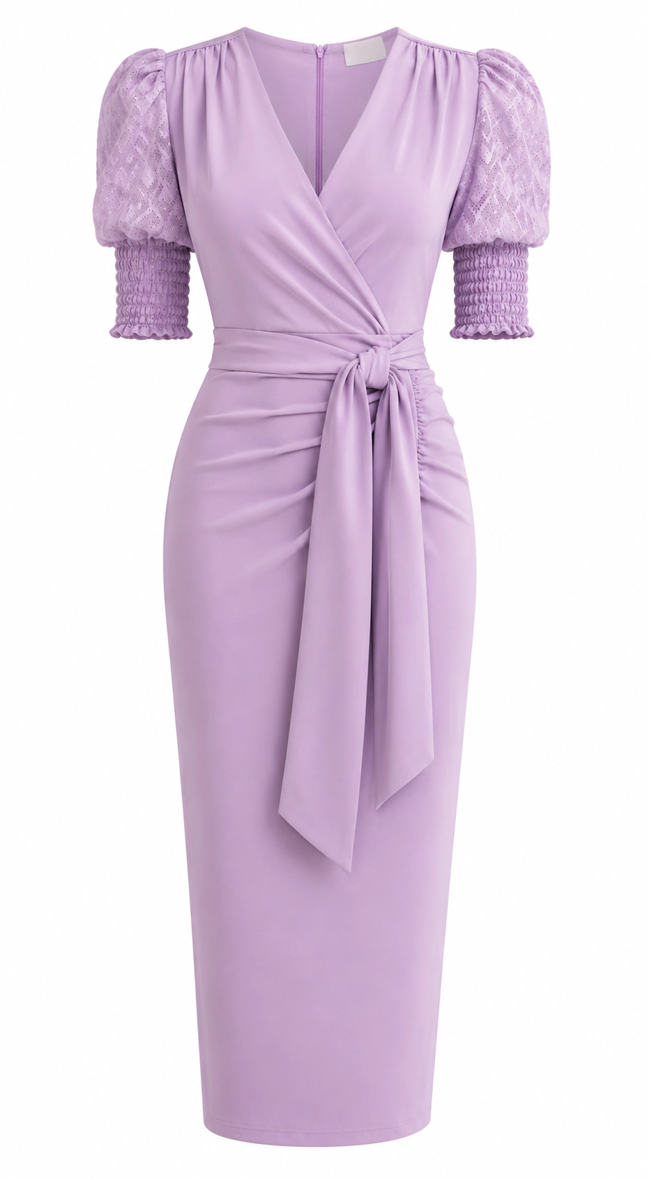N158_1 copia Vestido midi lila con mangas de gasa