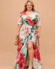 Vestido largo estampado cruzado con lazada Vestido largo estampado cruzado con lazada