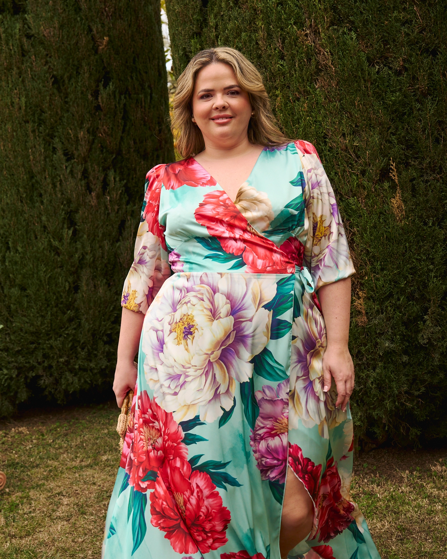 N172_2 copia Vestido largo estampado cruzado con lazada