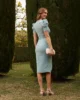 Vestido midi verde pálido y manga corta abullonada Vestido midi verde pálido y manga corta abullonada